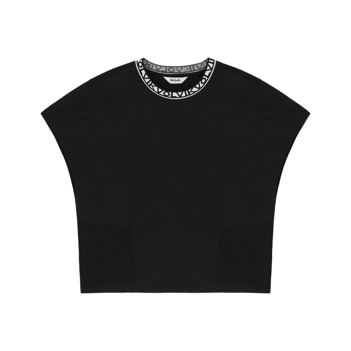 볼빅 골프웨어(VOLVIK GOLFWEAR) 여성 드롭숄더 로고 라운드 VEST 세트 VLVTQ482_BK