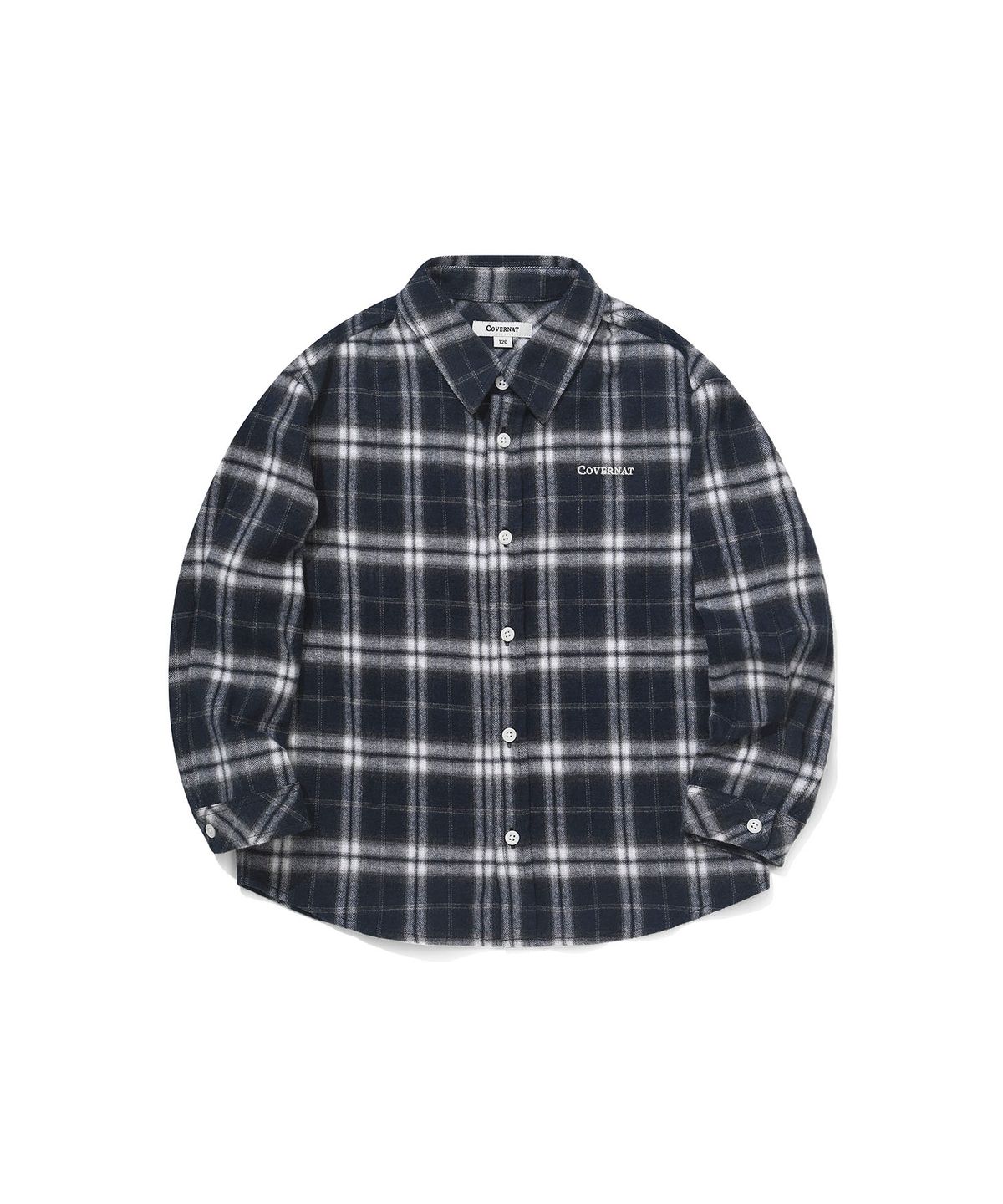 커버낫 키즈(COVERNAT KIDS) 워드마크 체크셔츠 네이비 CK2604SH50NA