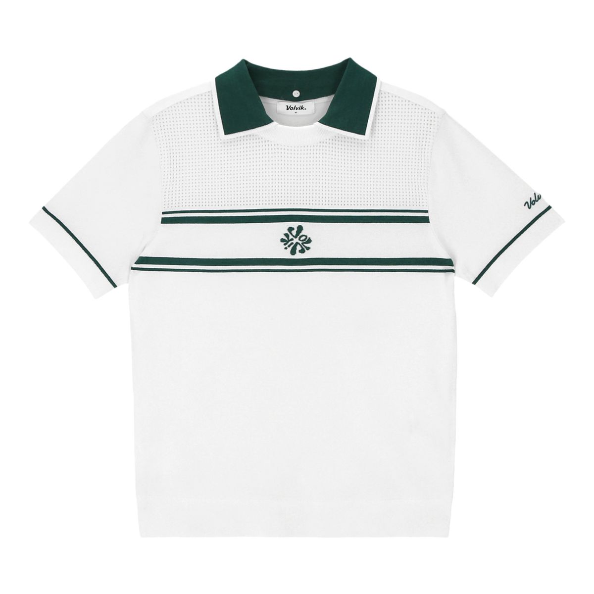 볼빅 골프웨어(VOLVIK GOLFWEAR) 여성 블럭킹 스카시믹스 반팔 니트 VLKTQ382_OW