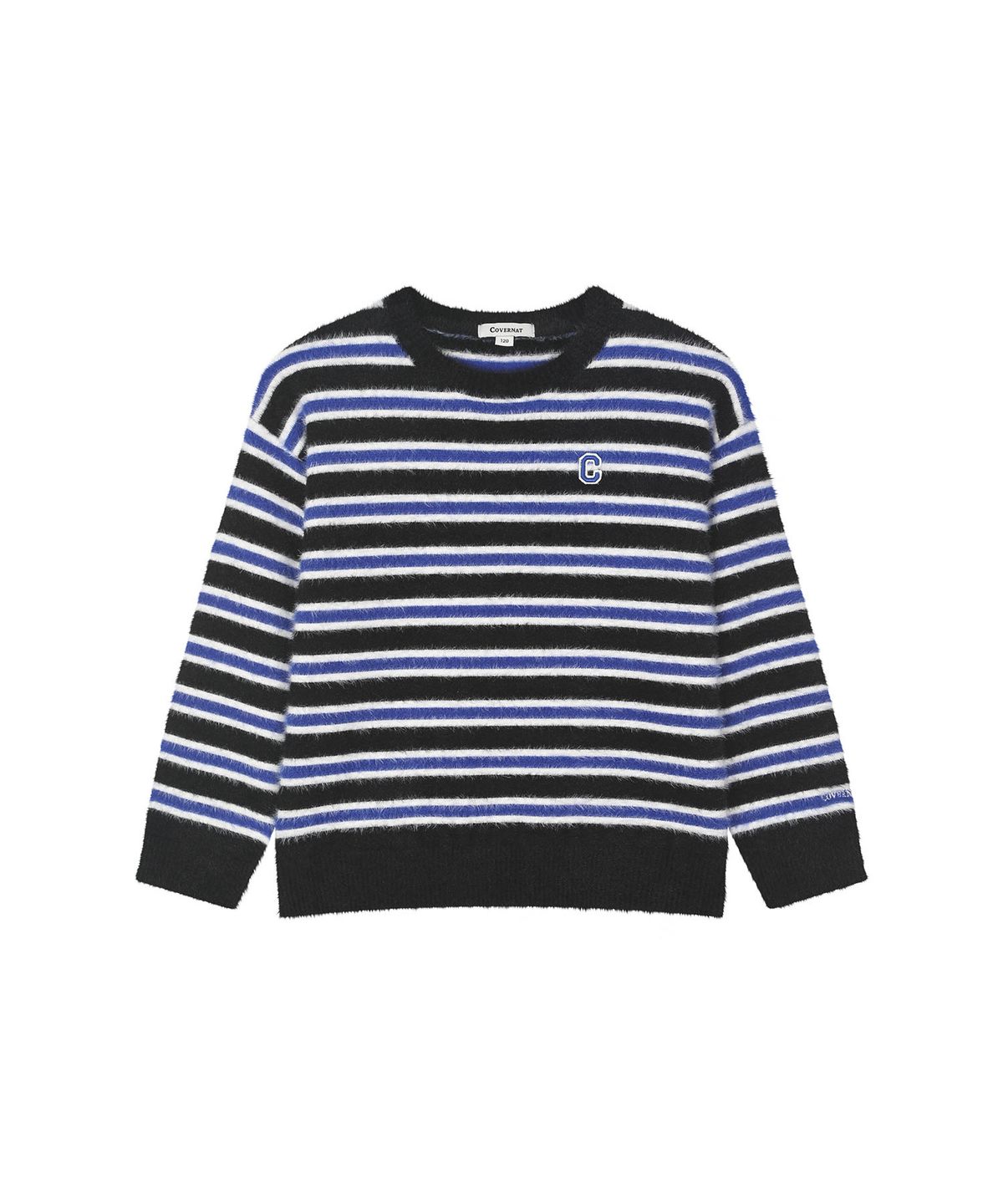 커버낫 키즈(COVERNAT KIDS) C로고 스트라이프 셔닐 스웨터 블랙 CK2604KT04BK