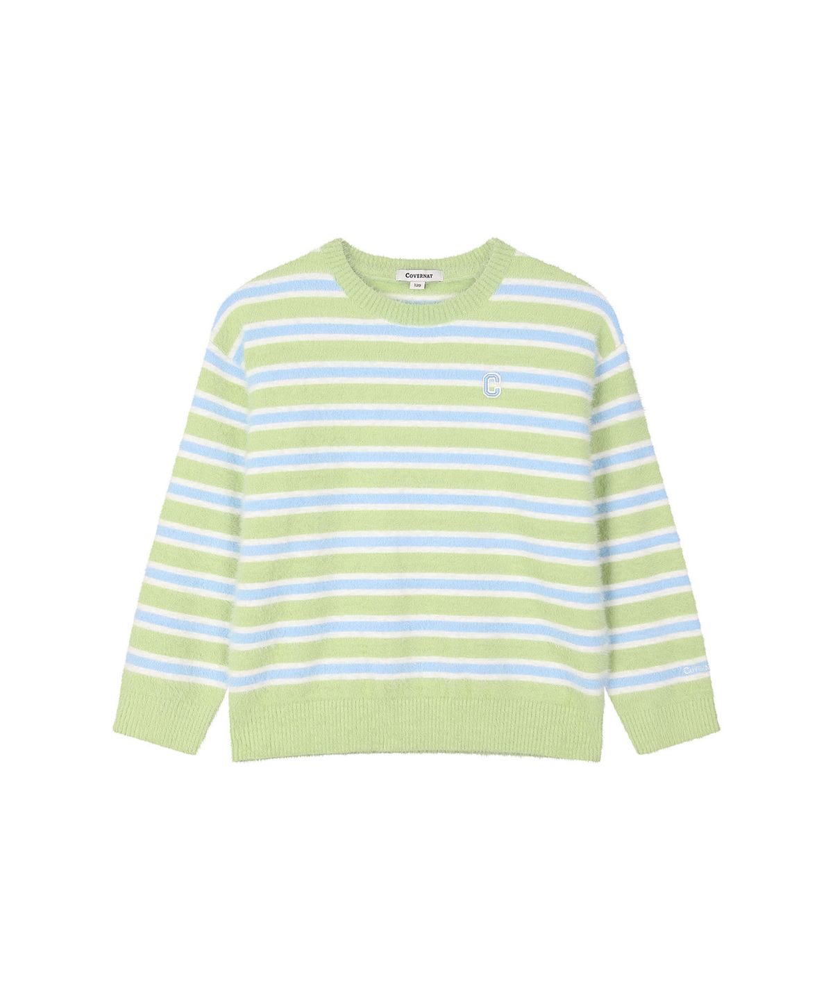 커버낫 키즈(COVERNAT KIDS) C로고 스트라이프 셔닐 스웨터 그린 CK2604KT04GN