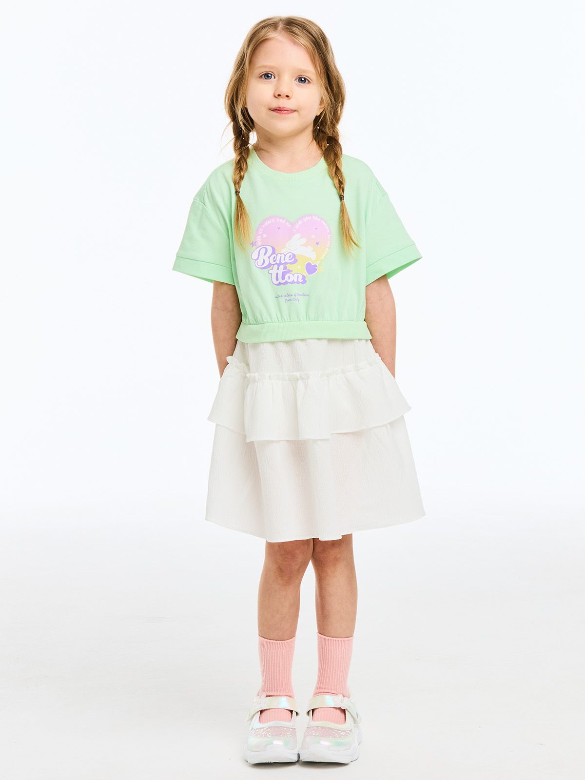 베네통키즈(BENETTONKIDS) [Online Exclusive] 하트 캉캉 원피스_QAOP14631YG