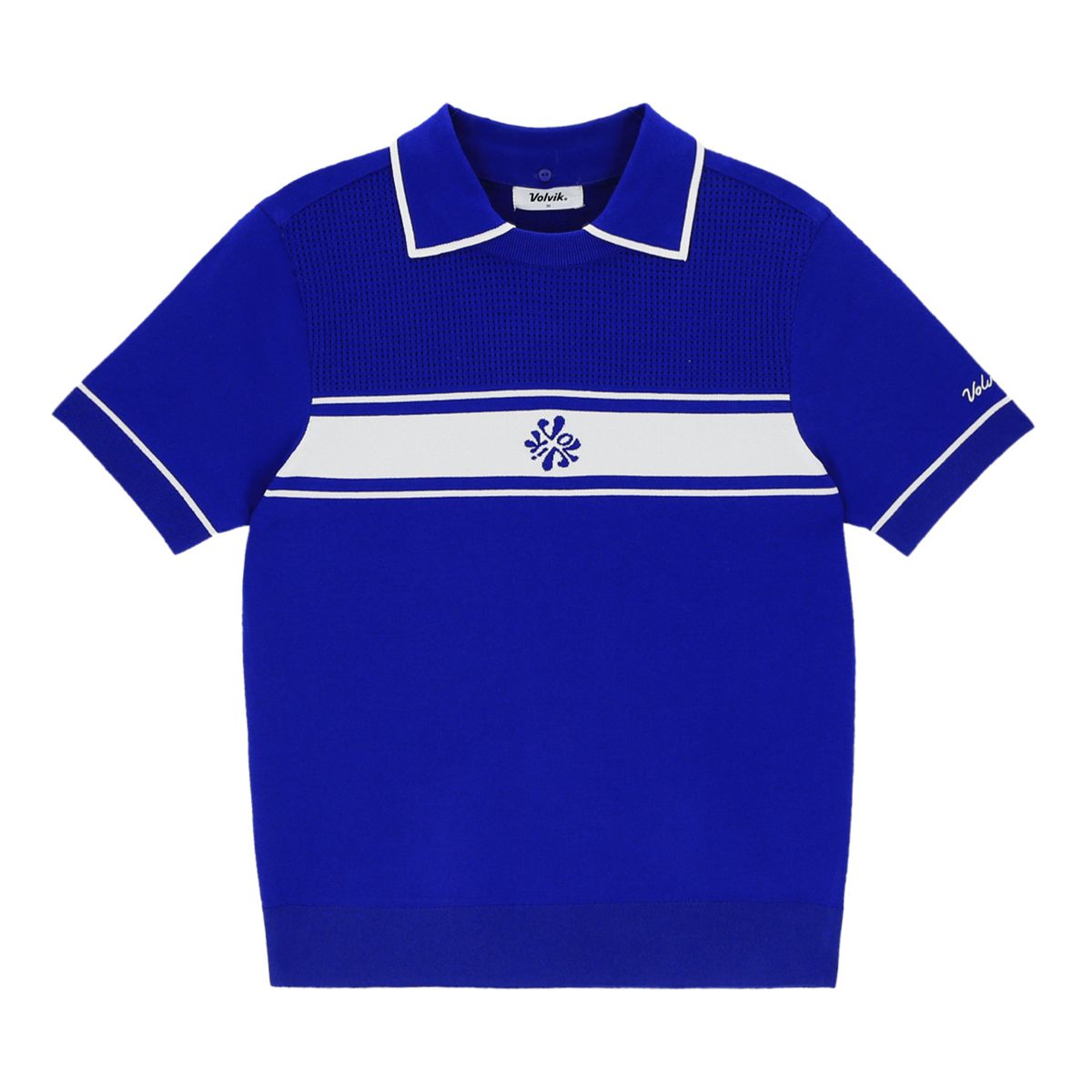 볼빅 골프웨어(VOLVIK GOLFWEAR) 여성 블럭킹 스카시믹스 반팔 니트 VLKTQ382_RB