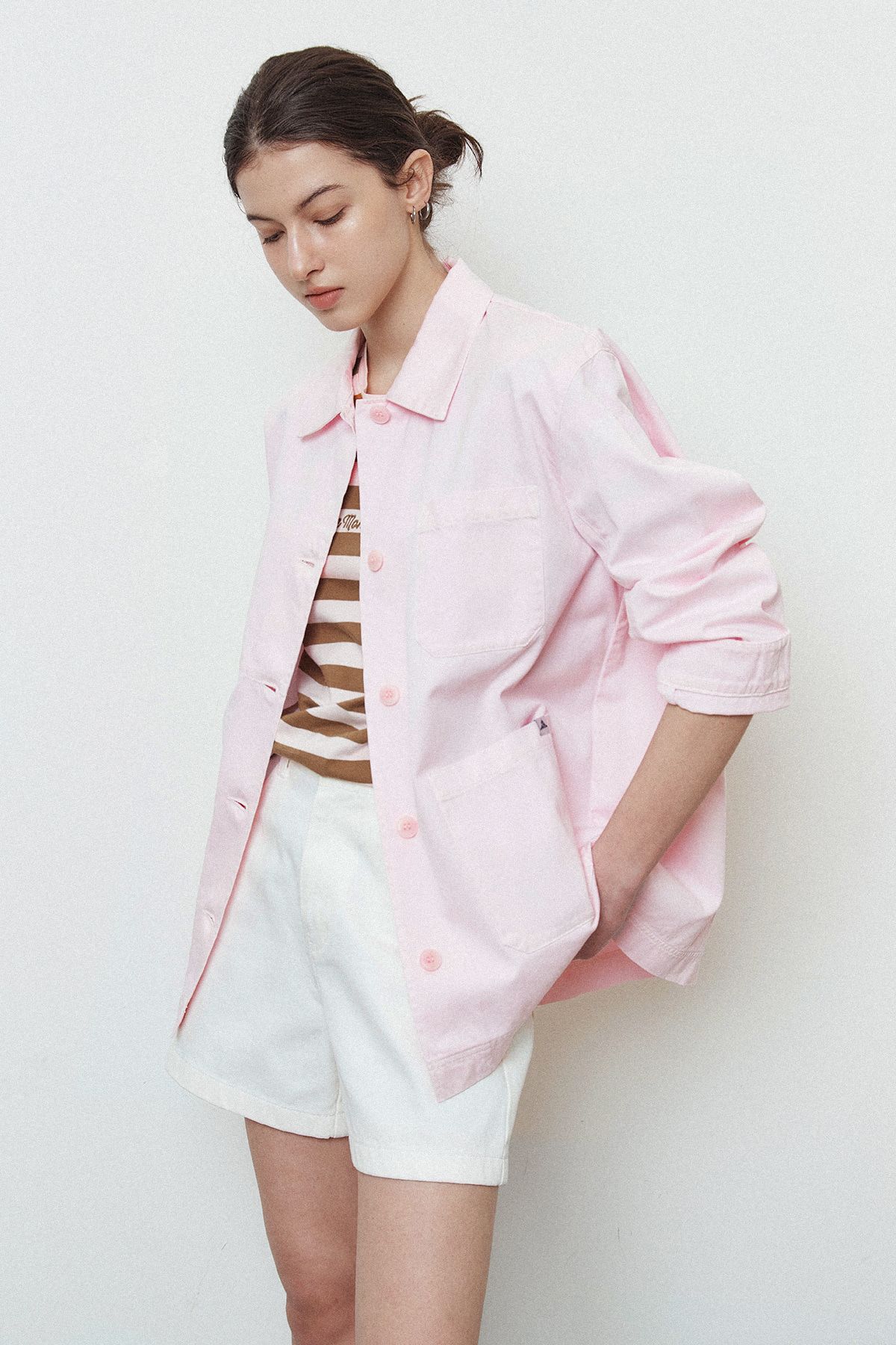 르몽생미셸(LE MONT ST MICHEL) (W)Gabardine Work Jacket_Pink