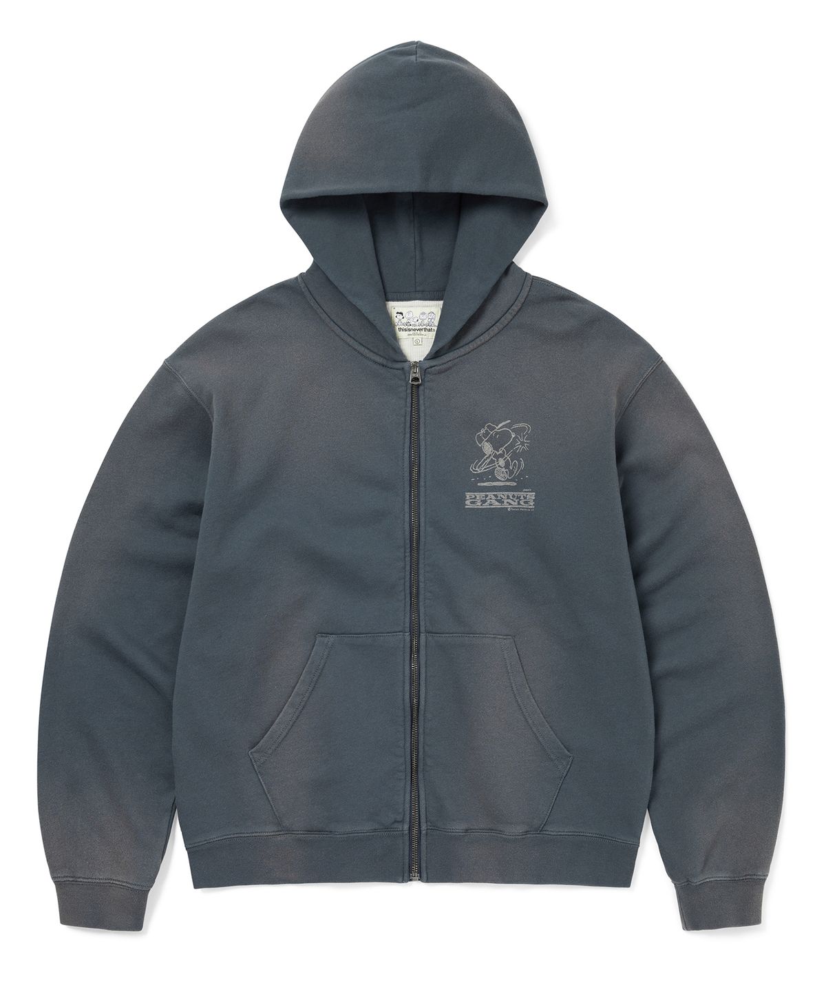디스이즈네버댓(THISISNEVERTHAT) TNT PEANUTS Zip Up Hoodie Faded Navy