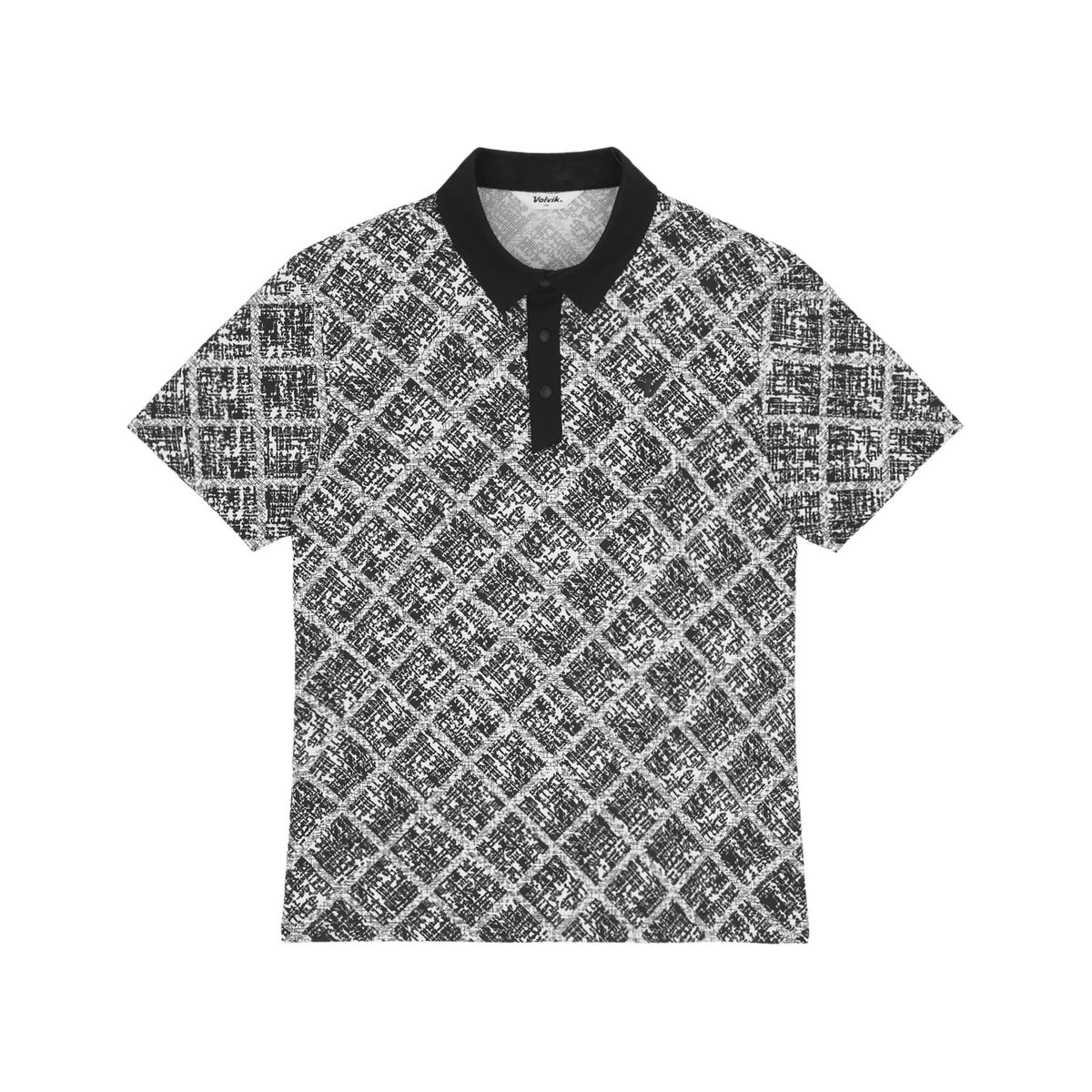 볼빅 골프웨어(VOLVIK GOLFWEAR) 남성 프린트 배색 티셔츠 VMTSQ582_BK