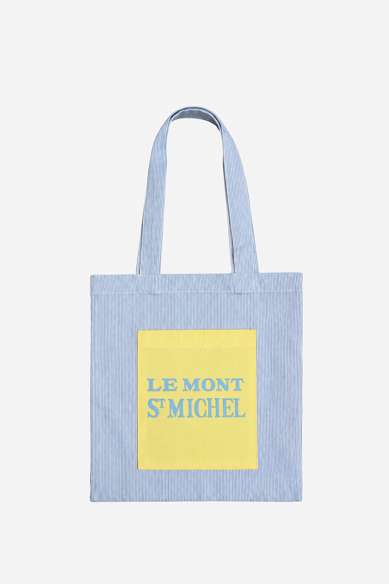 Cotton Stripe Color Pocket Bag_Blue