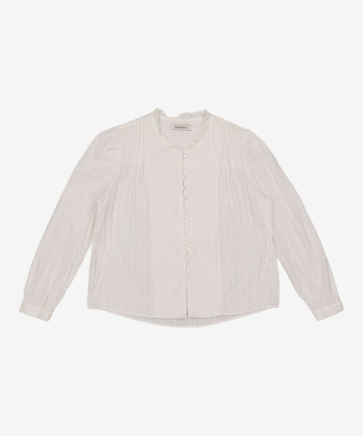 논로컬(NONLOCAL) Mini Frill Pintuck Blouse - White FREE