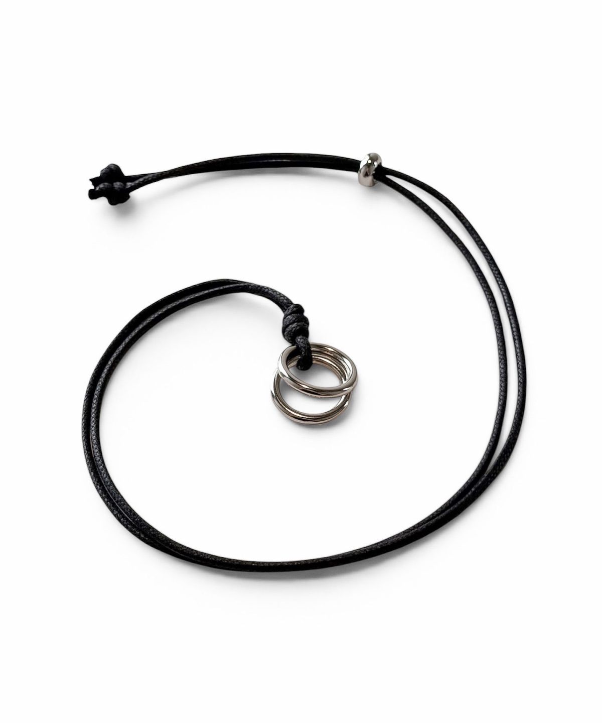 드렁크텍스트(DRUNKTXT) [Drunktxt X Khaki Studio]Double Ring Pendant Neckalce [Silver/Black]