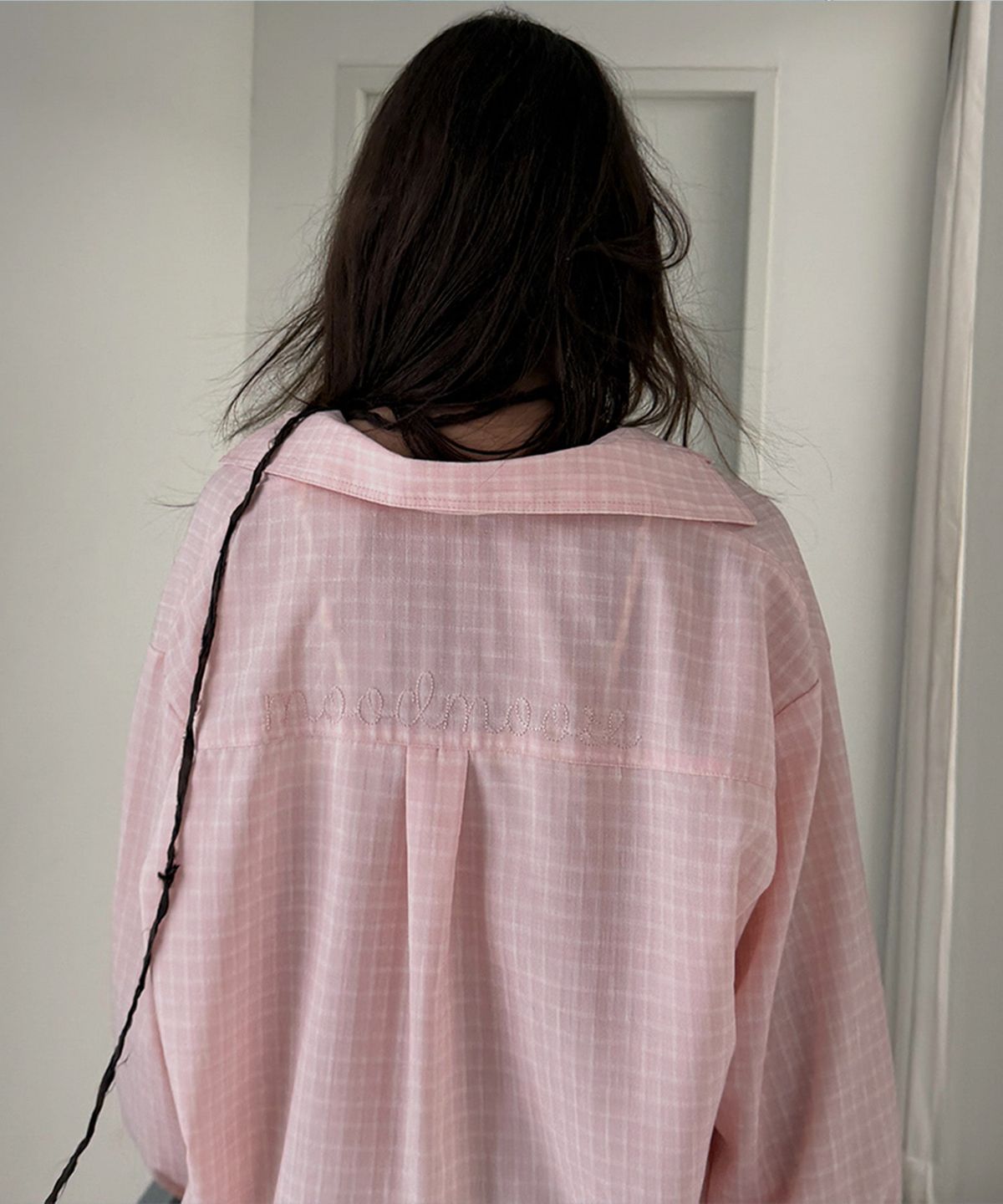 무드무스(MOODMOOSE) ROMANCE POCKET SHIRT PINK CHECK [MMSU1SH15PK]