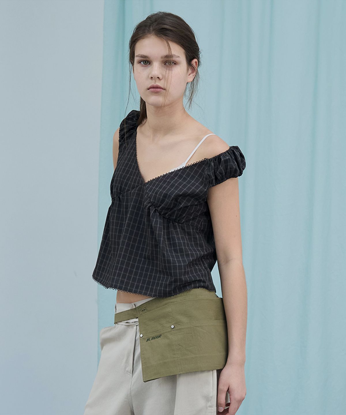 무드무스(MOODMOOSE) BERLIN BLOUSE BROWN CHECK [MMSU1BL09BR]