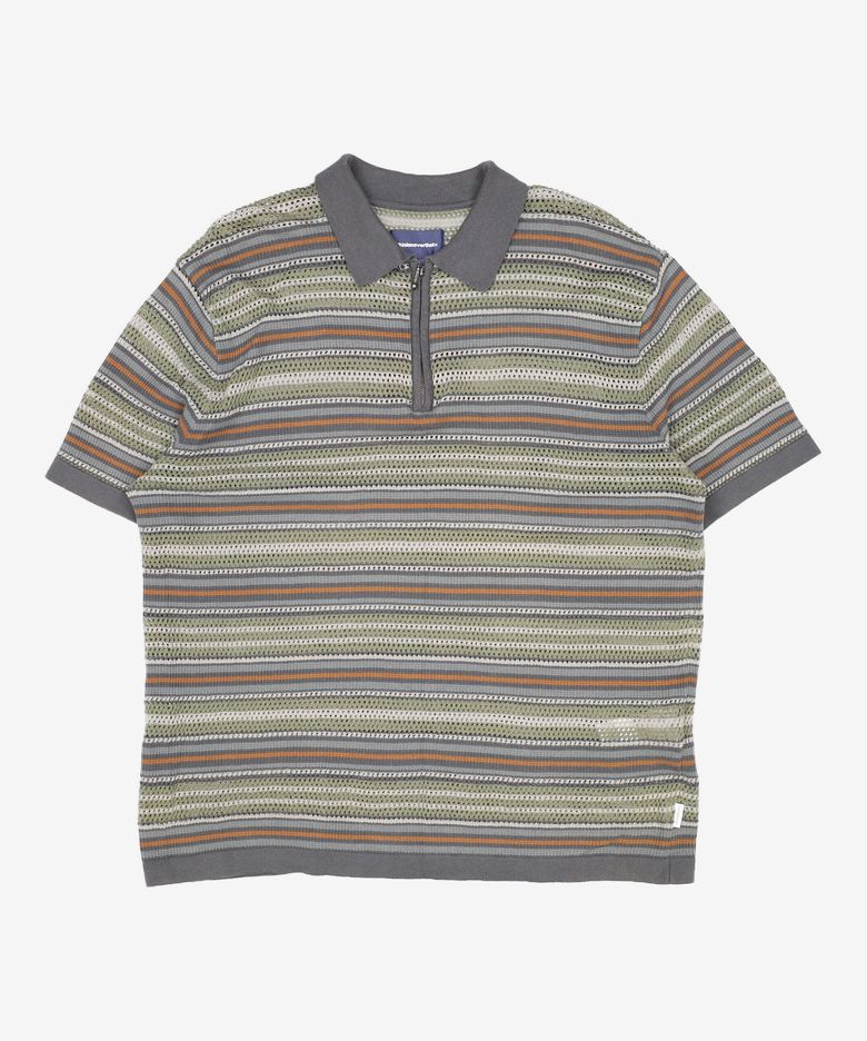 Striped S/S Knit Polo Ivory L