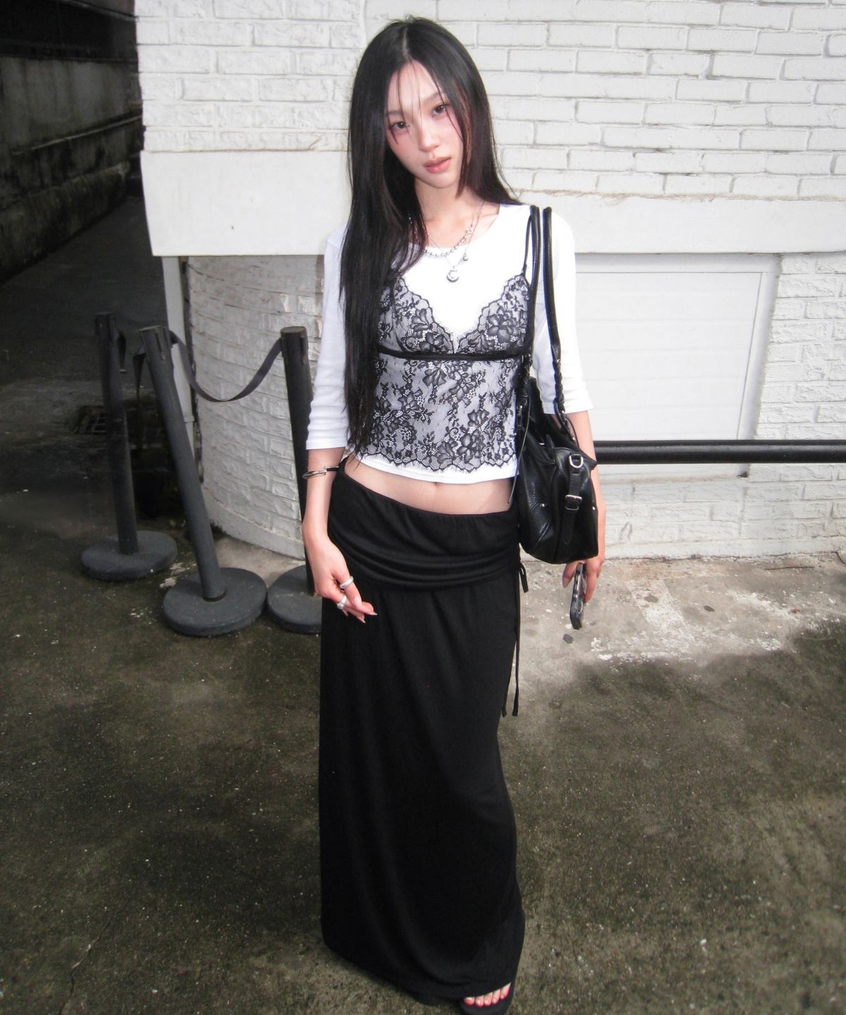 미쏘(MIXXO) 폴디드 밴딩 셔링 스커트_MIWWMG916C