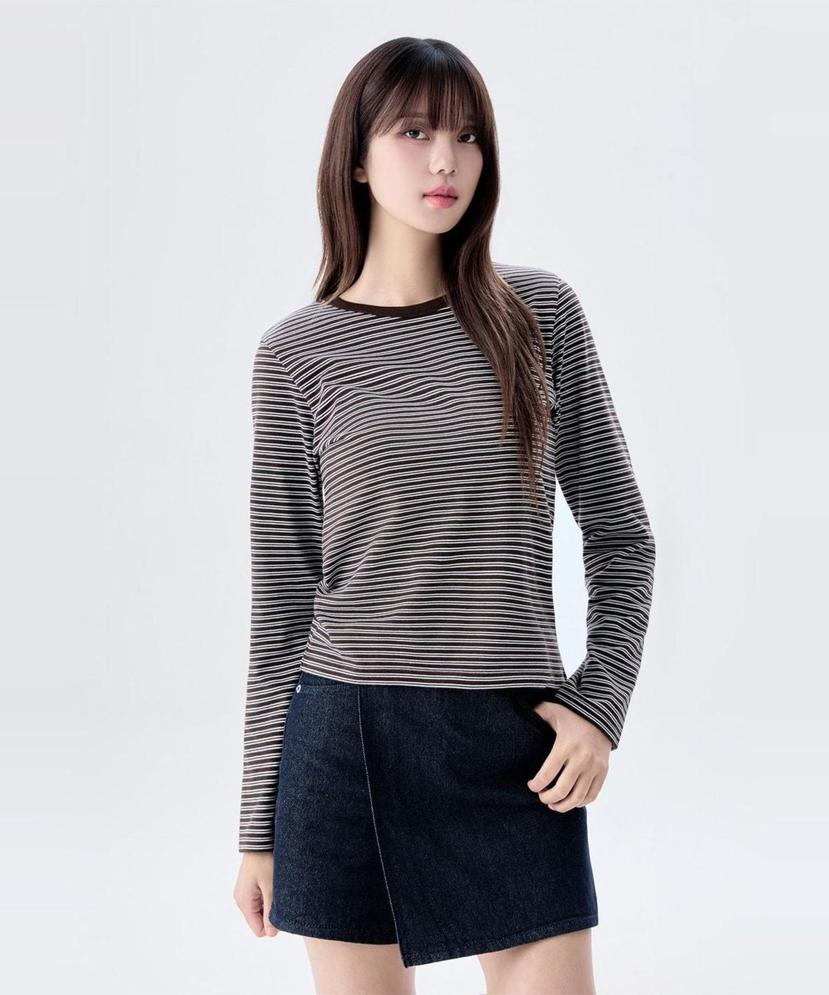 미쏘(MIXXO) 스트라이프 라운드넥 티셔츠_MIWLWG904A