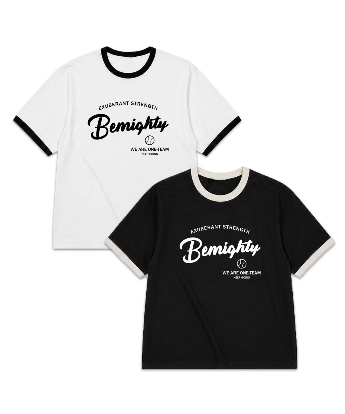 비마이티(BEMIGHTY) 원팀 레터링 오버핏 링거 반팔티셔츠