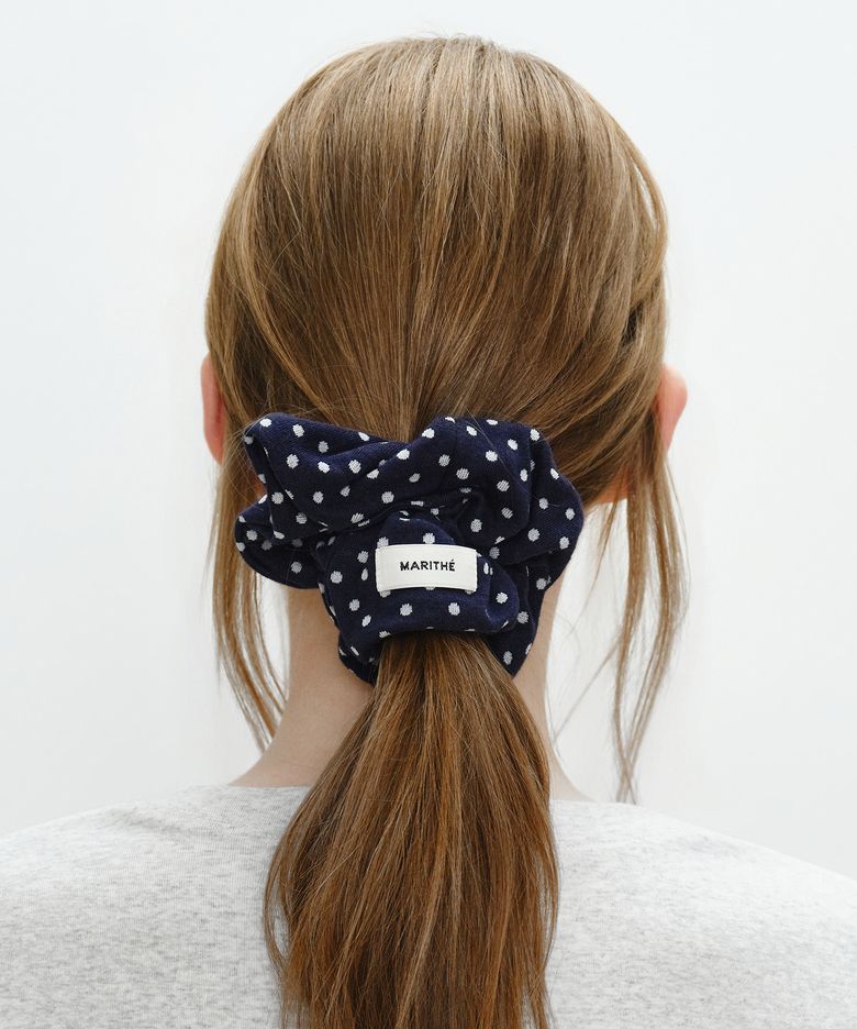 W BASIC COTTON SCRUNCHIE navy dot