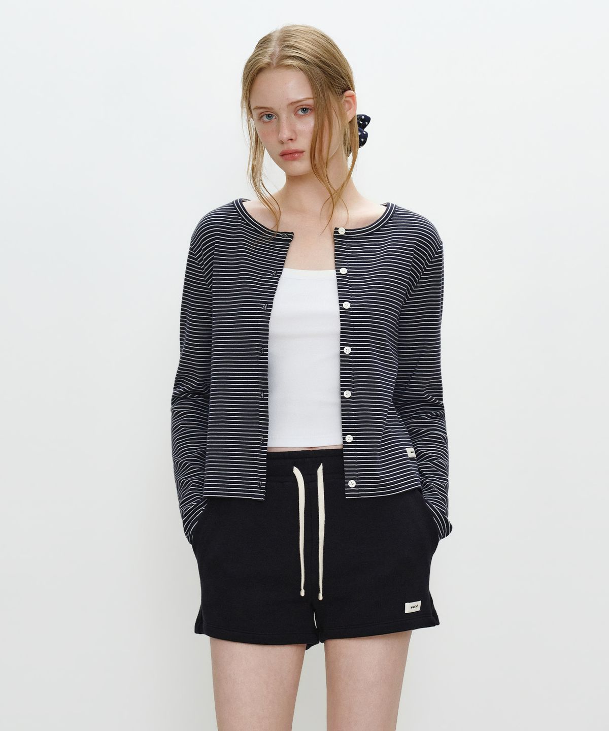 마리떼 프랑소와 저버(MARITHÉ + FRANҪOIS GIRBAUD) W BASIC COTTON CARDIGAN navy stripe