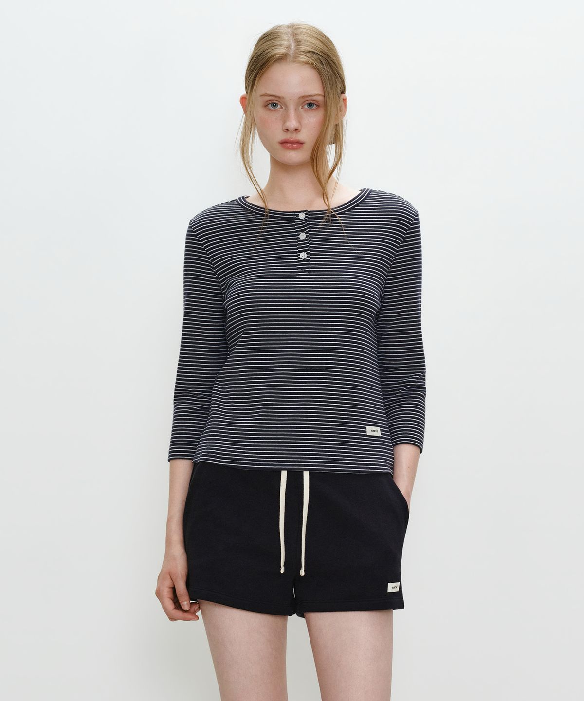 마리떼 프랑소와 저버(MARITHÉ + FRANҪOIS GIRBAUD) W BASIC HENLEY NECK 3/4 SLEEVE navy