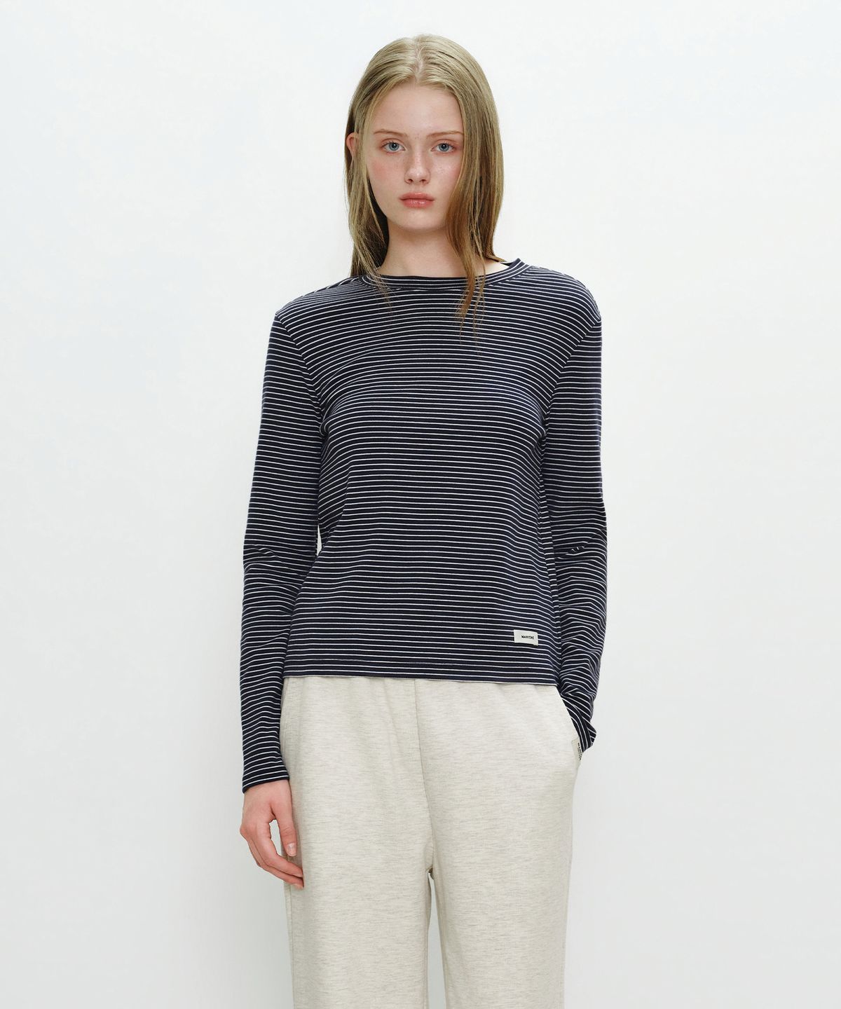 마리떼 프랑소와 저버(MARITHÉ + FRANҪOIS GIRBAUD) W BASIC LONG SLEEVE navy stripe
