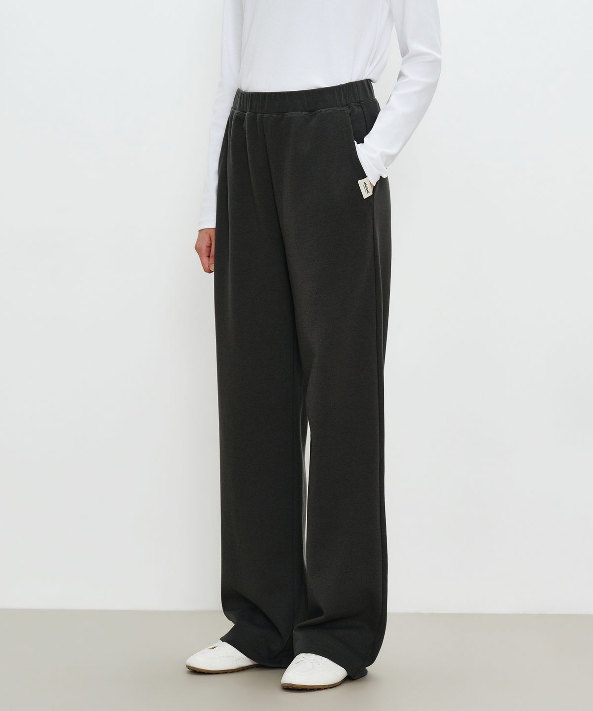 마리떼 프랑소와 저버(MARITHÉ + FRANҪOIS GIRBAUD) W BASIC FOLD-OVER SWEAT PANTS charcoal