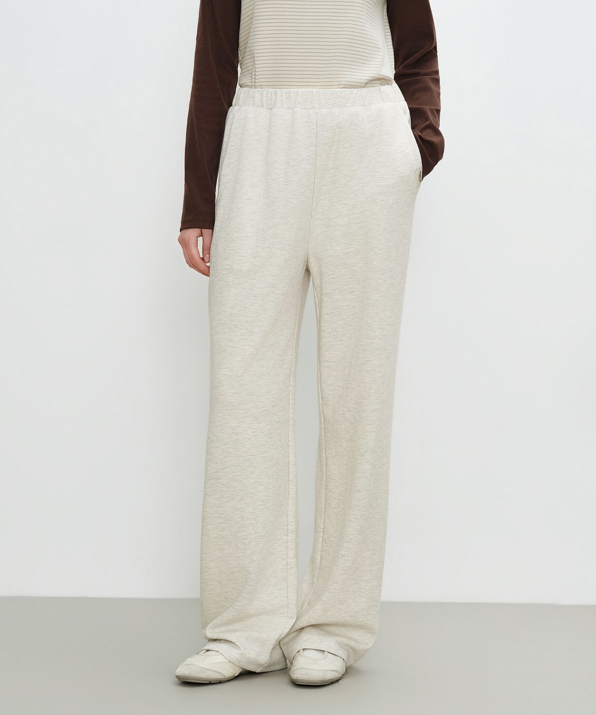 마리떼 프랑소와 저버(MARITHÉ + FRANҪOIS GIRBAUD) W BASIC FOLD-OVER SWEAT PANTS oatmeal