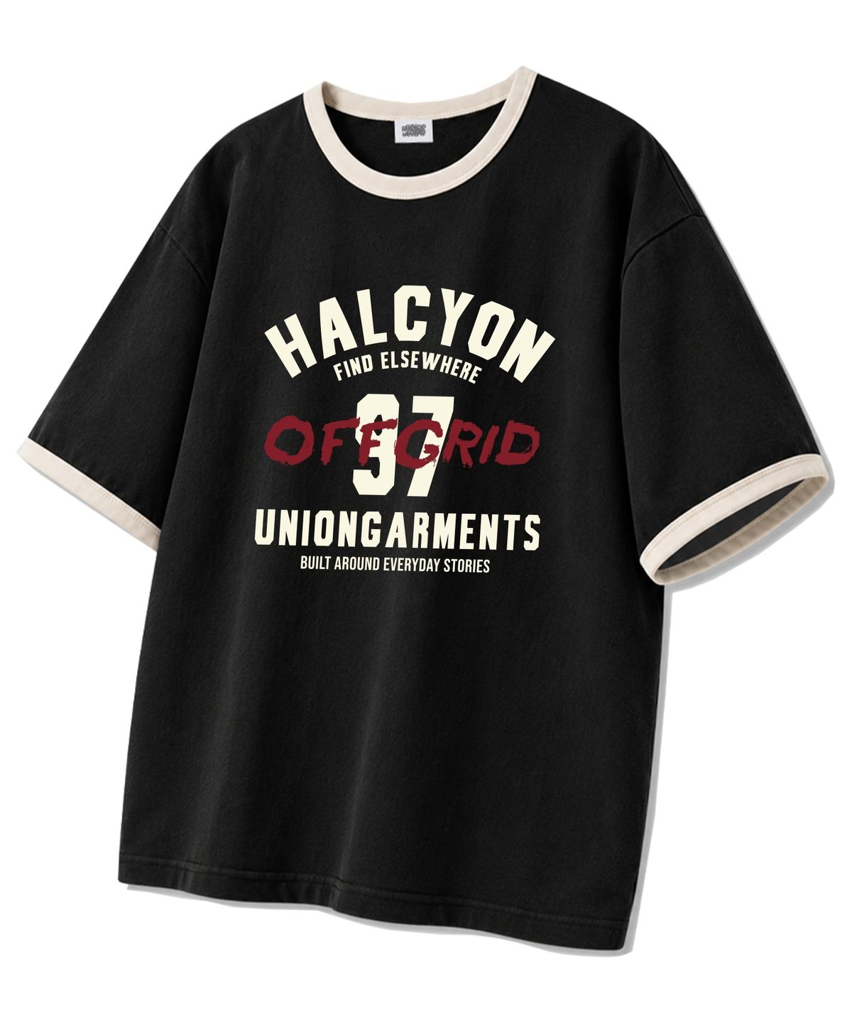유니온가먼츠(UNION GARMENTS) 할시언 링거 반팔티 블랙크림