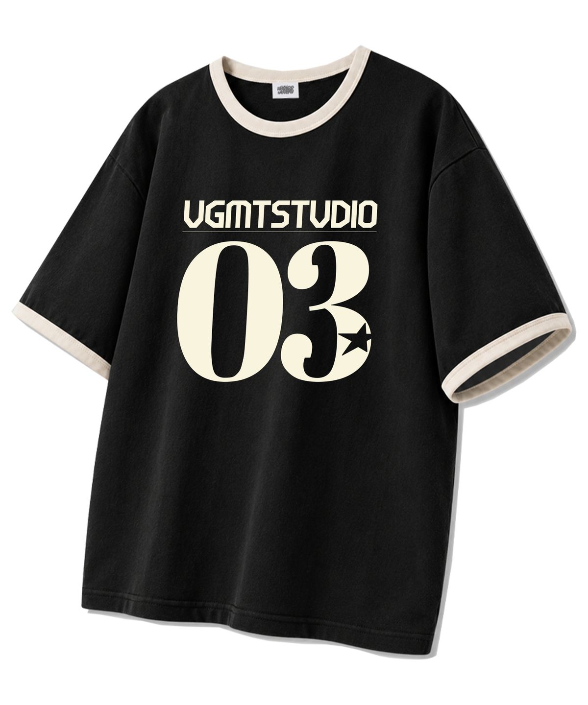 유니온가먼츠(UNION GARMENTS) 03스튜디오 링거 반팔티 블랙크림