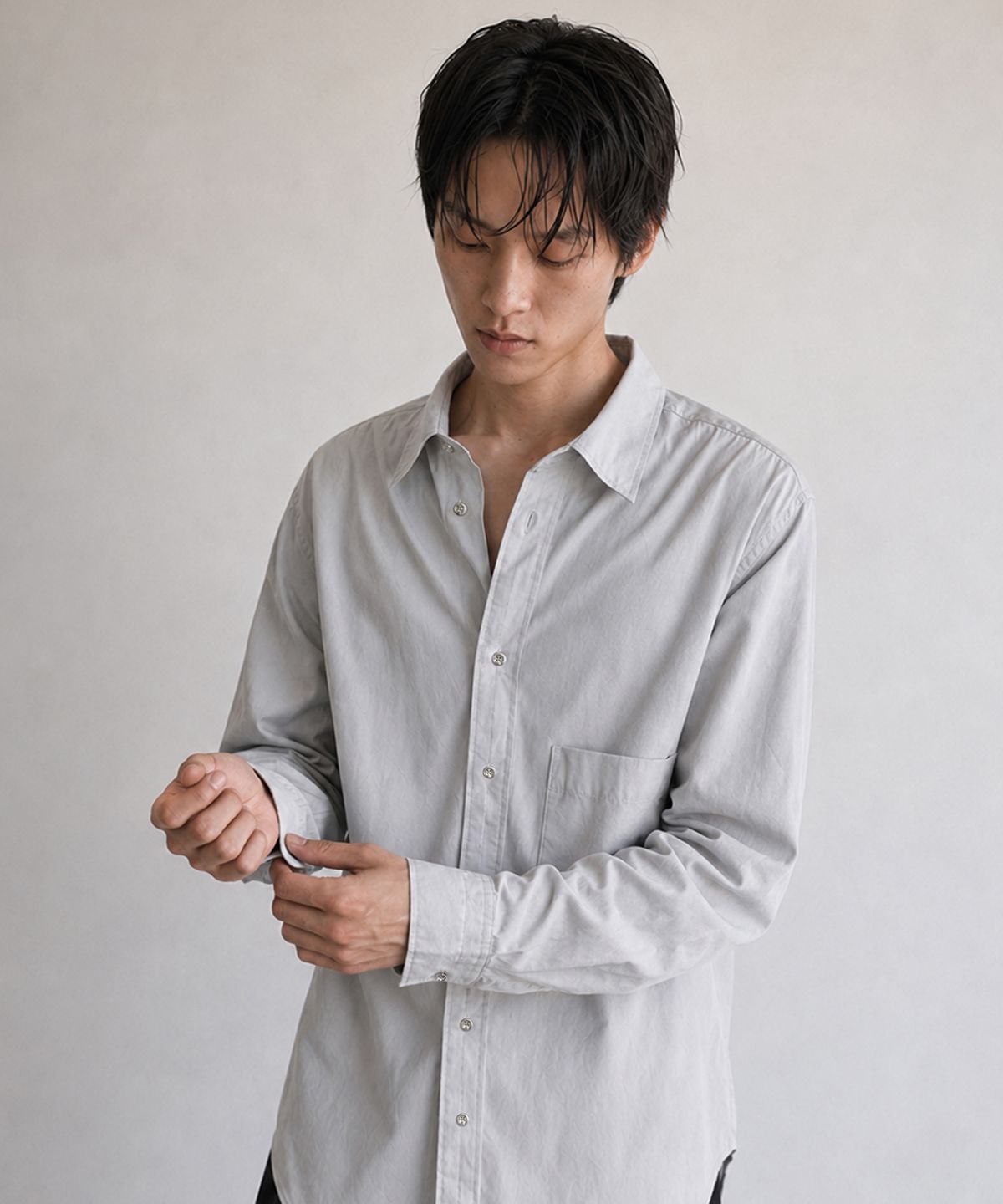 세이브(SAEV) PAPER COTTON RELAXED SHIRT (SILVER GREY)