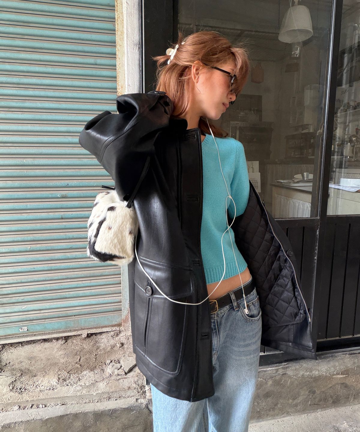 108파운드(108POUND) Quilted Liner Leather Jacket_Black