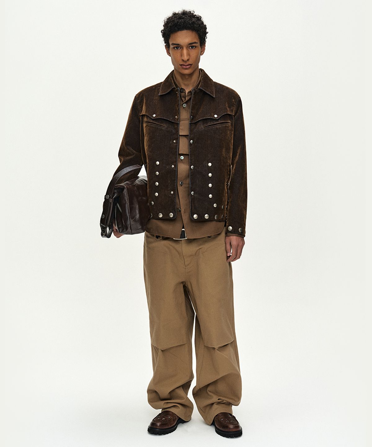 앤더슨벨(ADSB ANDERSSON BELL) GEORGIA FLOCK VELVET JACKET (BROWN)