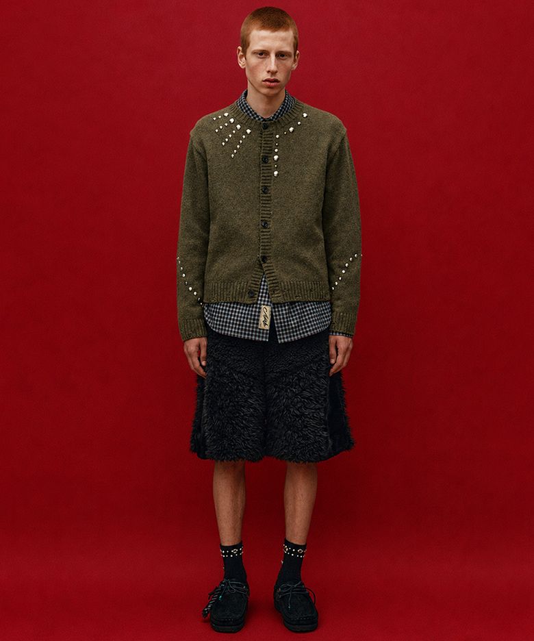 ROGHEN STUDDED CARDIGAN (MOSS KHAKI)