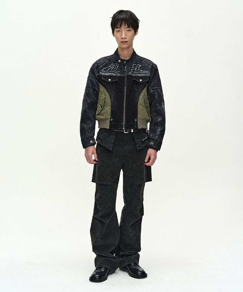 RAPTOR THREE LAYERED WIDE-LEG TROUSERS (BLACK)