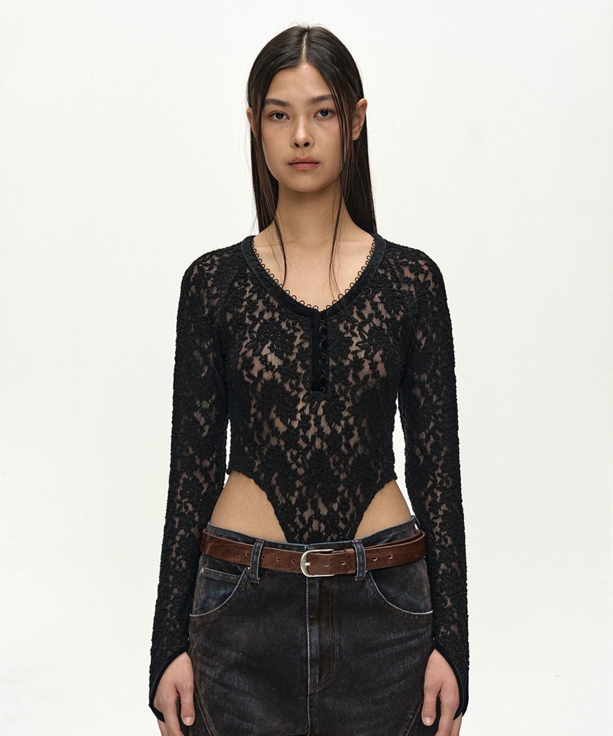 앤더슨벨(ADSB ANDERSSON BELL) LACE MESH BODYSUIT (BLACK)