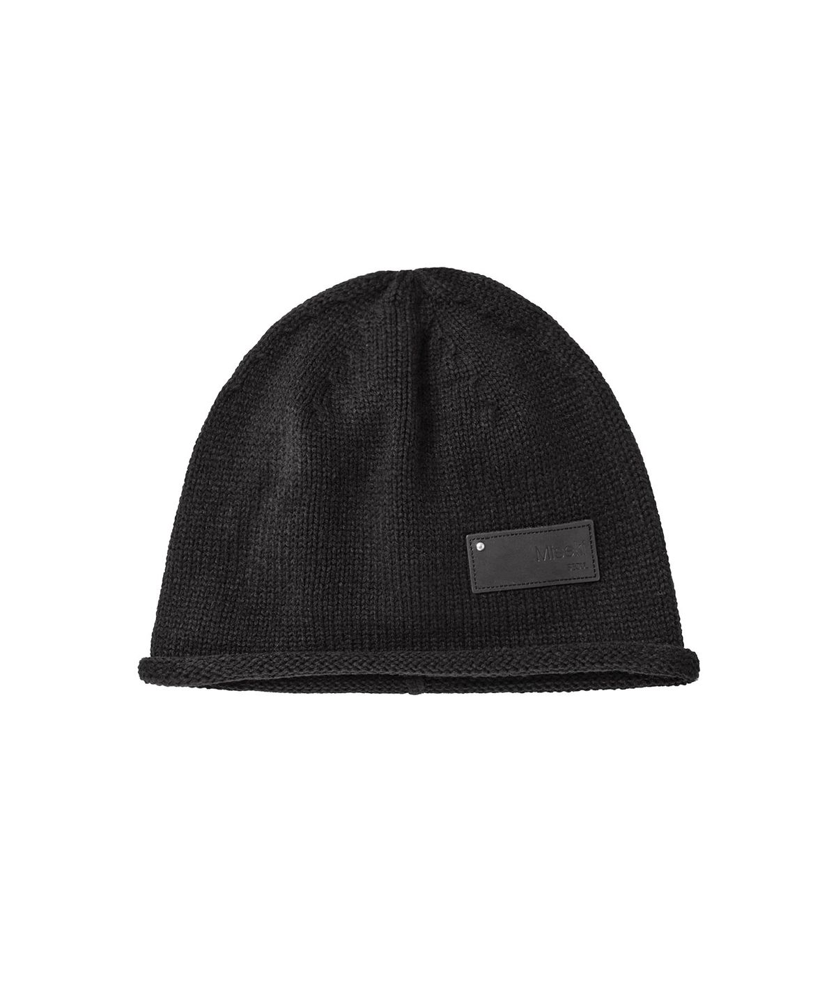 미세키서울 맨(MISEKISEOUL MEN) Leather patch cut off beanie BLACK