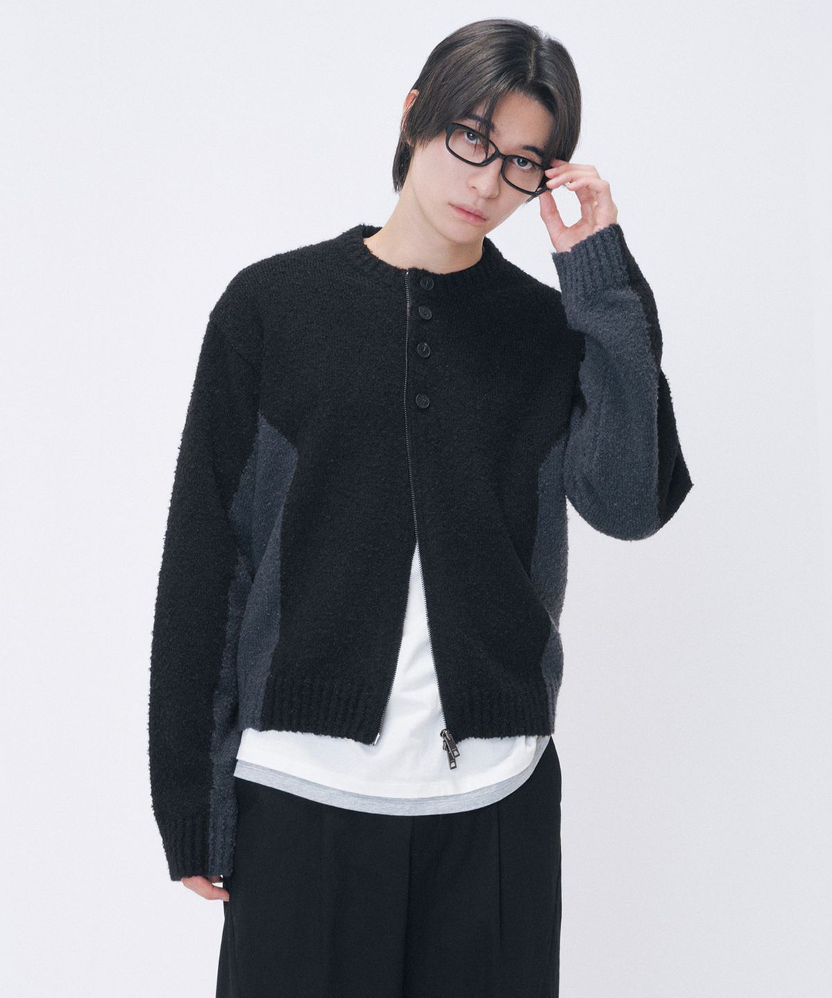 미세키서울 맨(MISEKISEOUL MEN) Two-tone dual cardigan BLACK