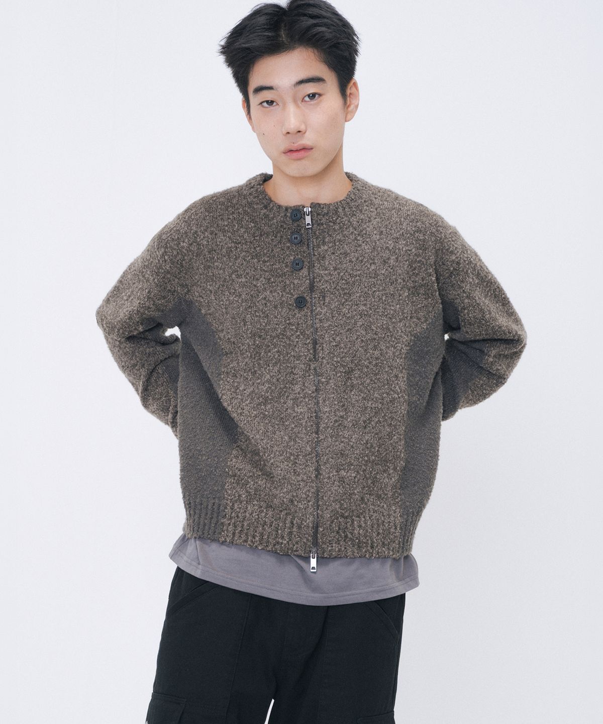 미세키서울 맨(MISEKISEOUL MEN) Two-tone dual cardigan KHAKI