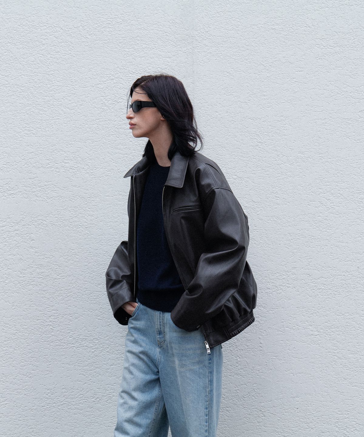 108파운드(108POUND) Harry Over-fit Leather Blouson_Dark brown