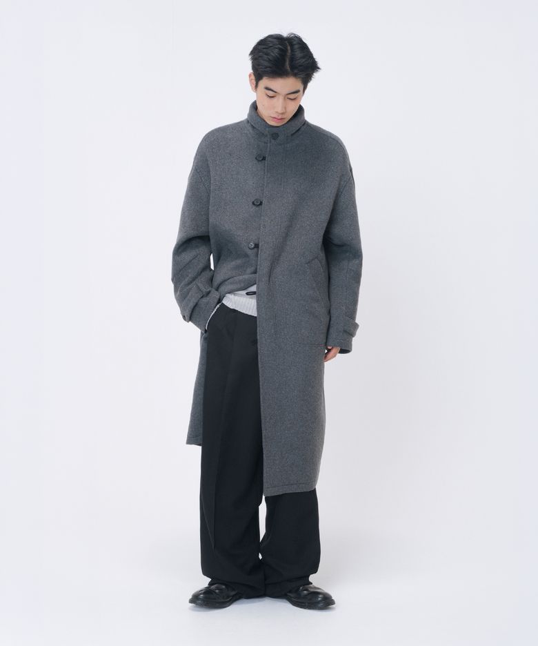 Button field long coat GREY