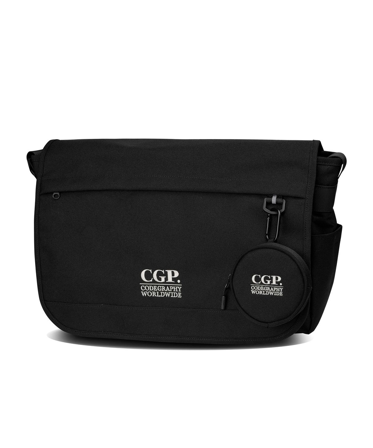 코드그라피(CGP) 스퀘어 로고 베이직 메신저백_블랙