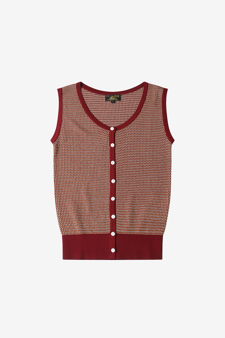 GIORGIA – SLEEVELESS CARDIGAN_Burgundy