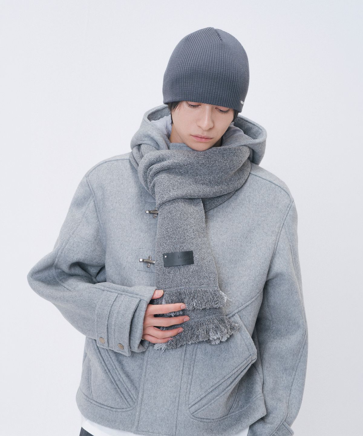 미세키서울 맨(MISEKISEOUL MEN) Two tone tassel muffler CHARCOAL