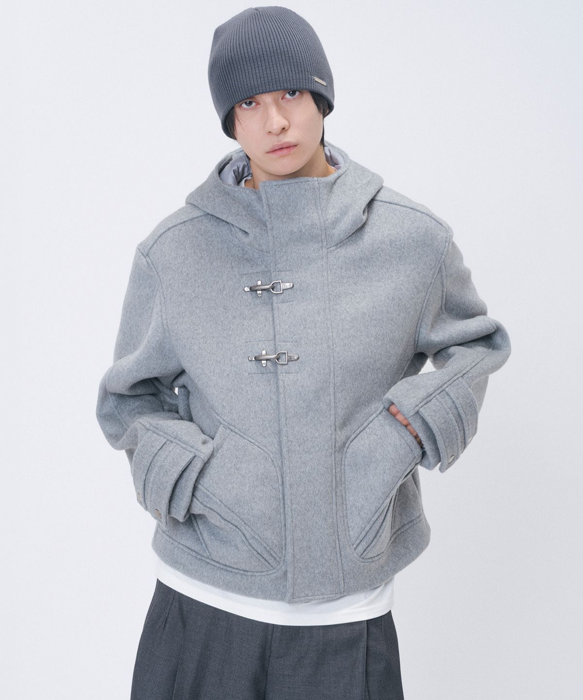 미세키서울 맨(MISEKISEOUL MEN) Fireman clasp hoodie short coat GREY