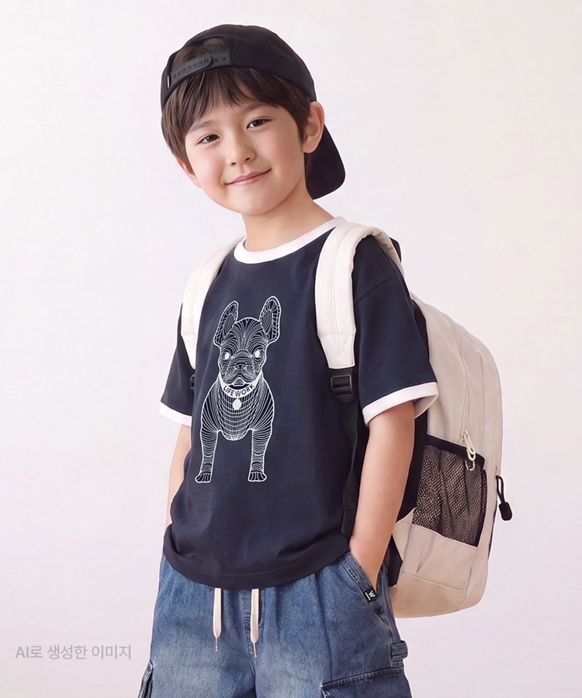 라이프워크 키즈(LIFEWORK KIDS) 키즈) 빅라독 링거 배색 반팔 티셔츠