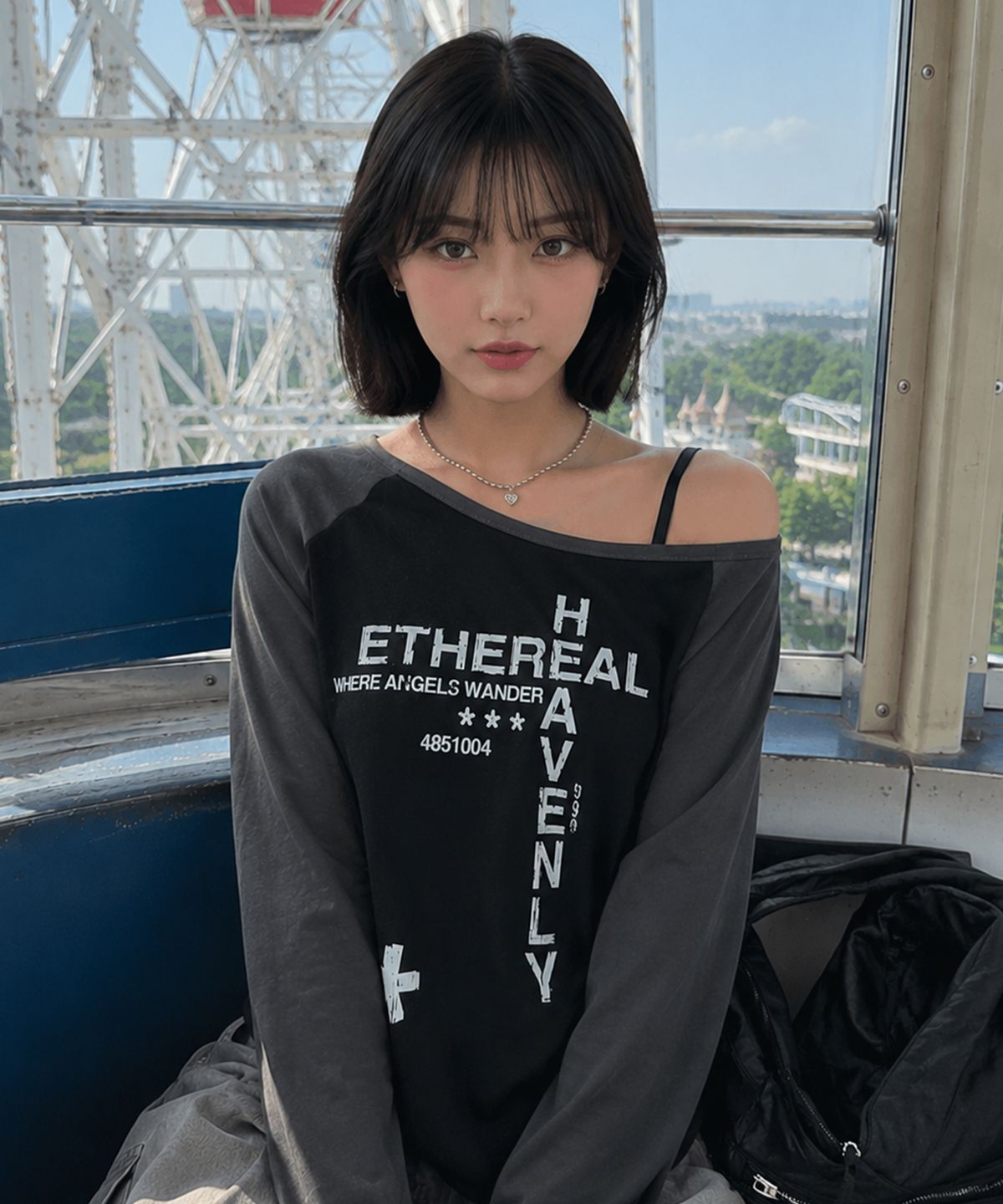 이퓨원트(IFYOUWANT) Heavenly One-Shoulder Long Sleeve Black