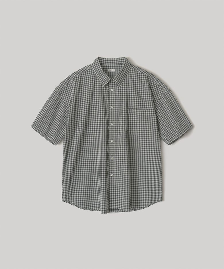 Huge Garment Gingham Check Shirt (Porcelain White)