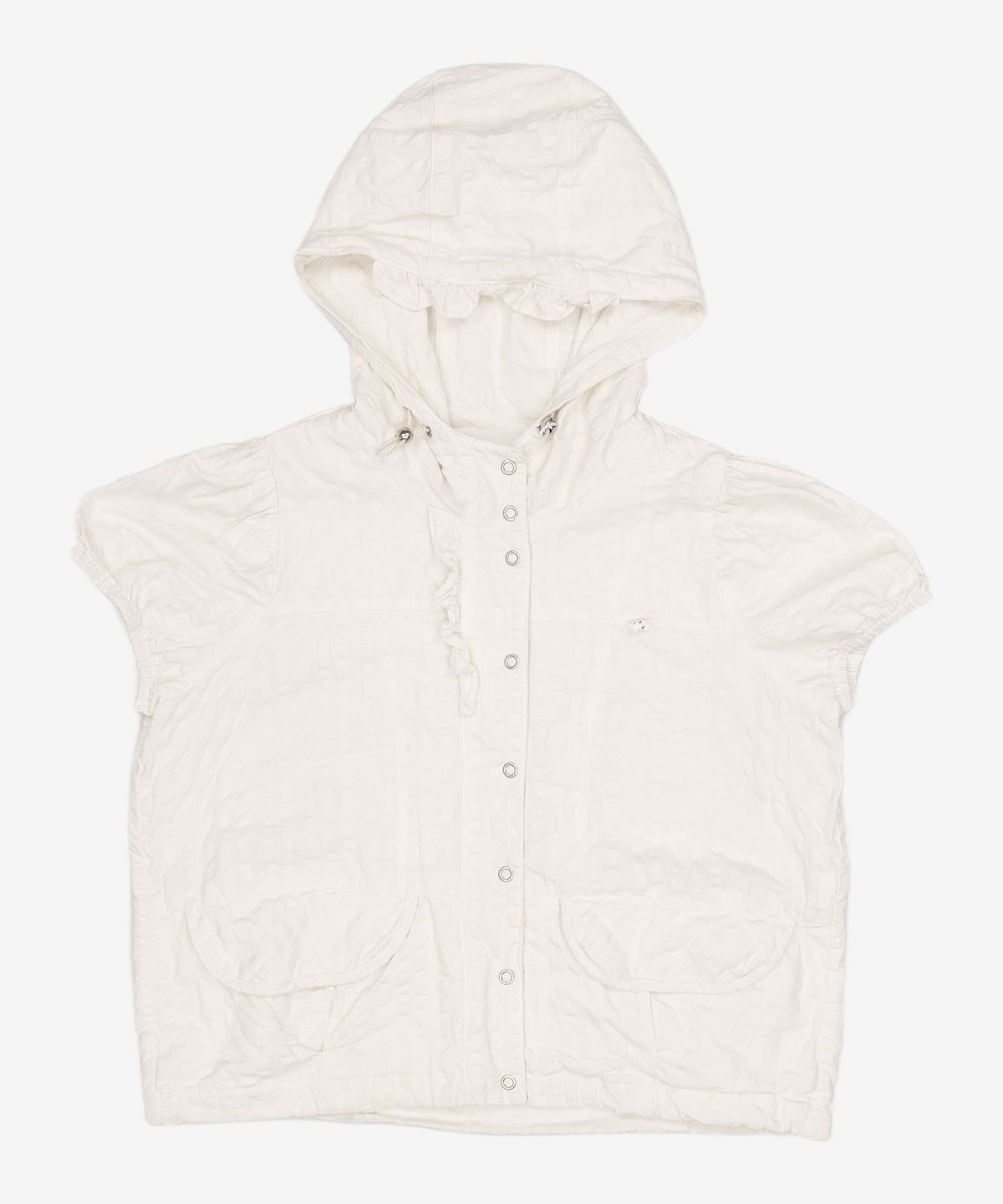 오헤시오(OHESHIO) HOODED FRILL HALF WINDBREAKER, WHITE