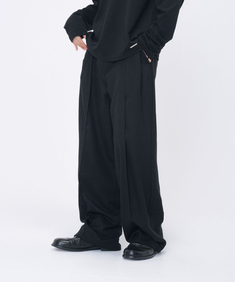 Stitch detail wide pants BLACK
