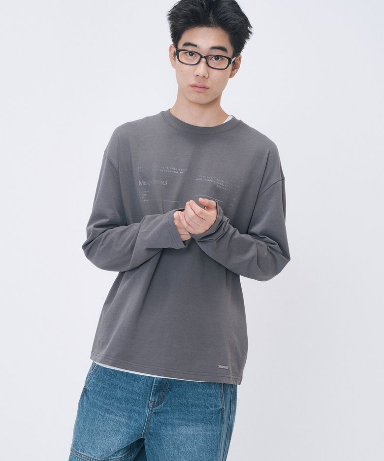 Typo layout long sleeve CHARCOAL