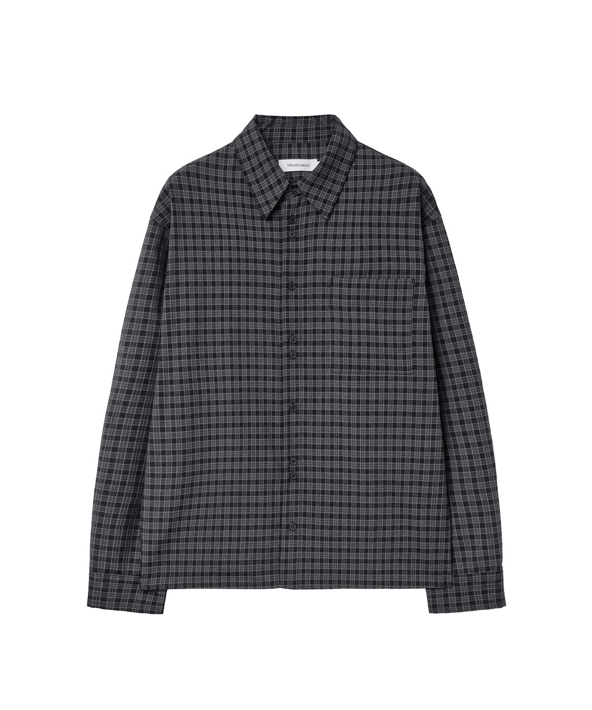 미세키서울 맨(MISEKISEOUL MEN) Asymmetric button check shirt BLACK
