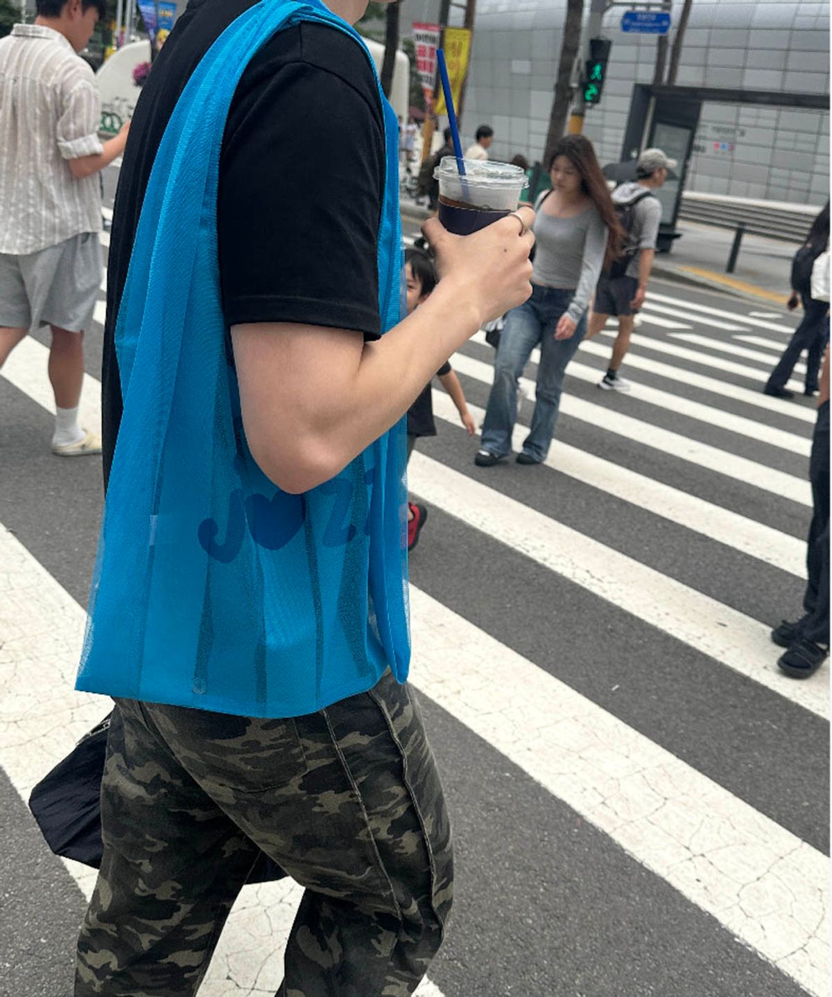 재즈앤바(JAZZ&BAR) Jazz Love Beach Mesh Bag - Stripe Blue
